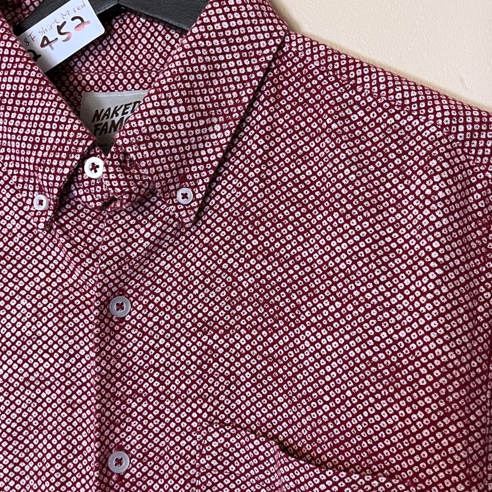 Naked & Famous Floral Button Down Long Sleeve Shirt - Men's Size M - Red - Picture 1 of 10